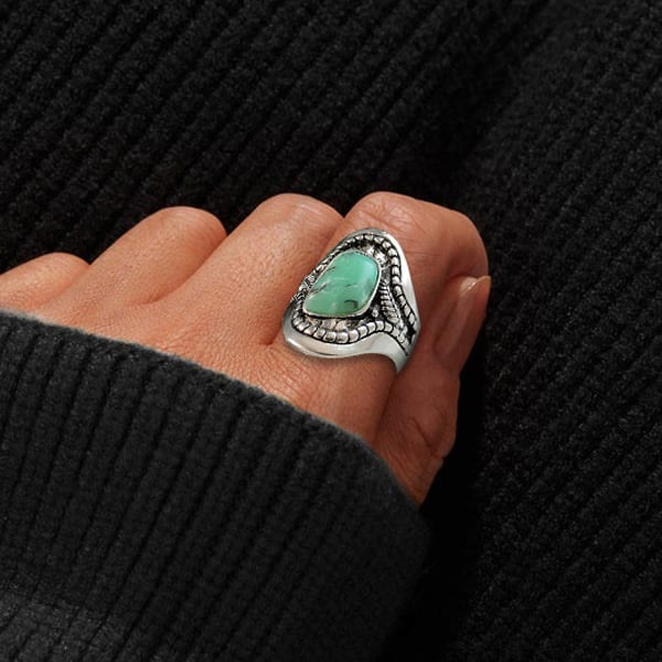 Bague vintage Olivenorma avec grande turquoise