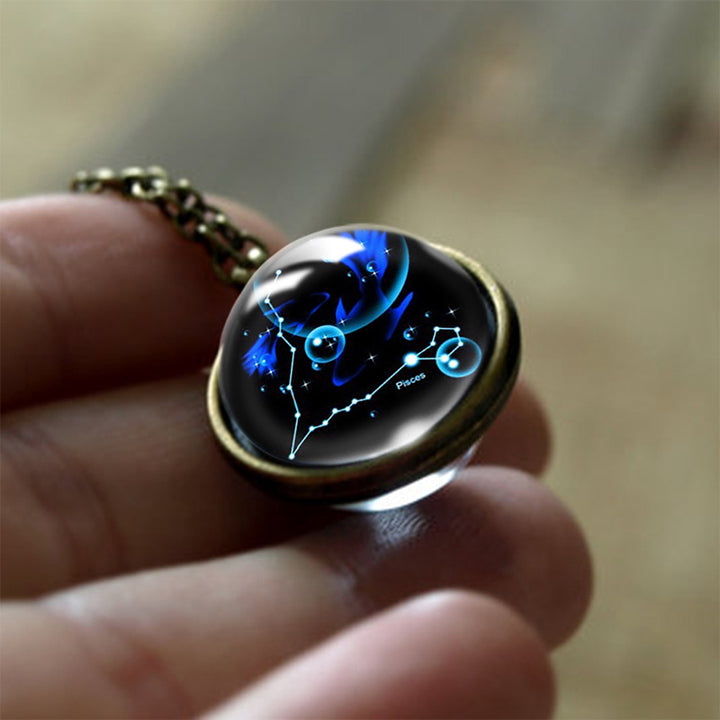 Collier de protection en verre Olivenorma avec 12 étoiles du zodiaque