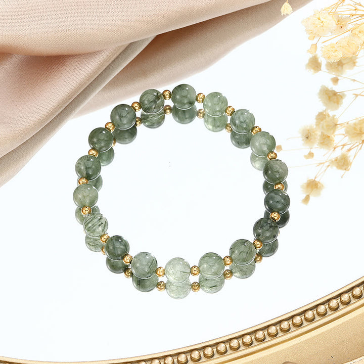 Ensemble de bracelets Arbre de vie en quartz rutile vert fraise Olivenorma