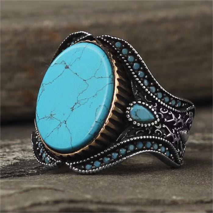 Bague pour homme en argent sterling avec turquoise Olivenorma