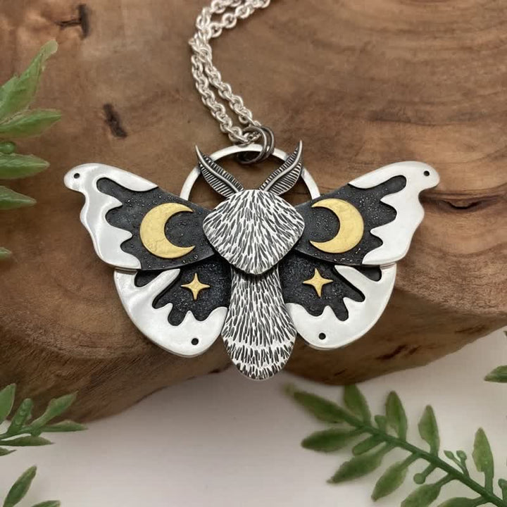 Collier vintage Olivenorma Bohemia en argent avec papillon de nuit