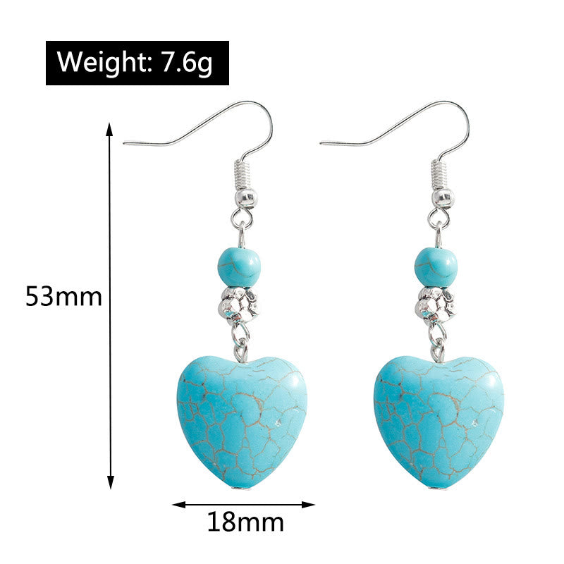 Boucles d'oreilles pendantes en forme de cœur turquoise Olivenorma
