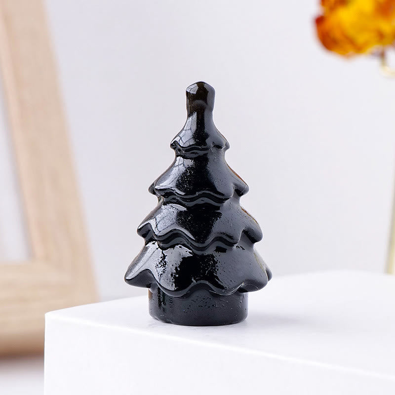 Olivenorma 1 pièce de décoration en pierre précieuse sculptée en pin de Noël en cristal naturel 