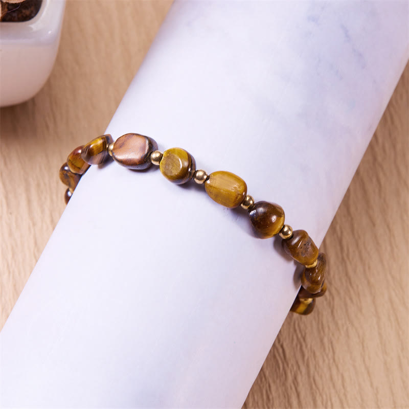 Bracelet tissé à la main en perles de pierre irrégulières naturelles Olivenorma 