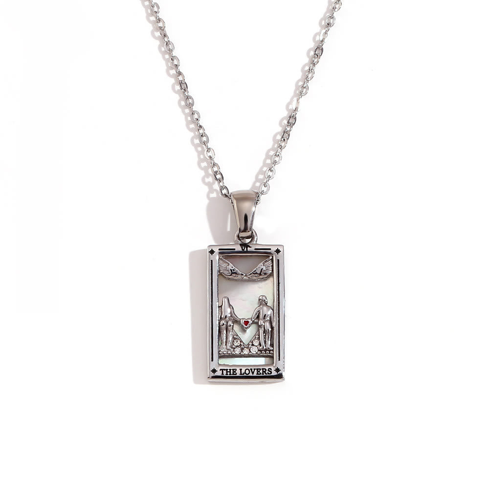 Collier de cartes de tarot en acier inoxydable plaqué or 18 carats Olivenorma 