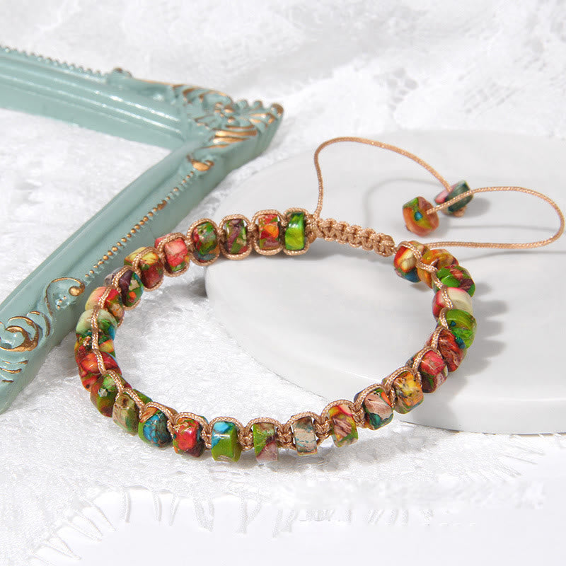 Bracelet tissé en perles de pierre naturelle Olivenorma