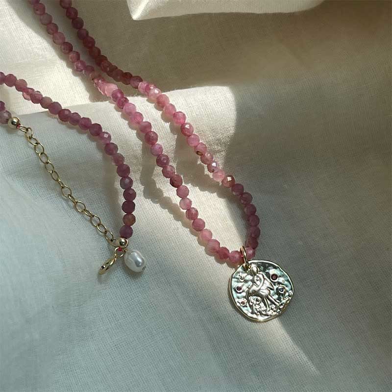 Collier avec pendentif en métal et cristal naturel Olivenorma