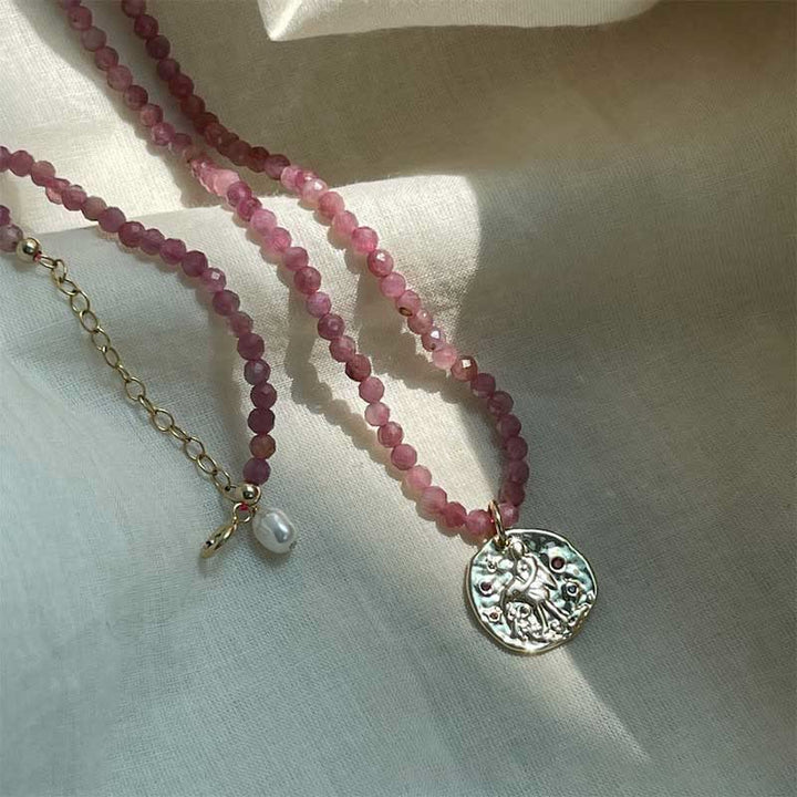 Collier avec pendentif en métal et cristal naturel Olivenorma