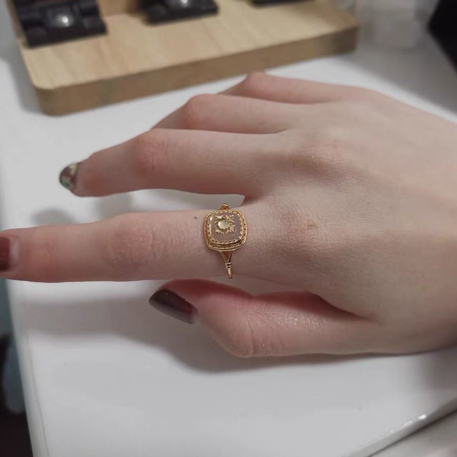 Bague vintage en quartz transparent carré Olivenorma - image 6