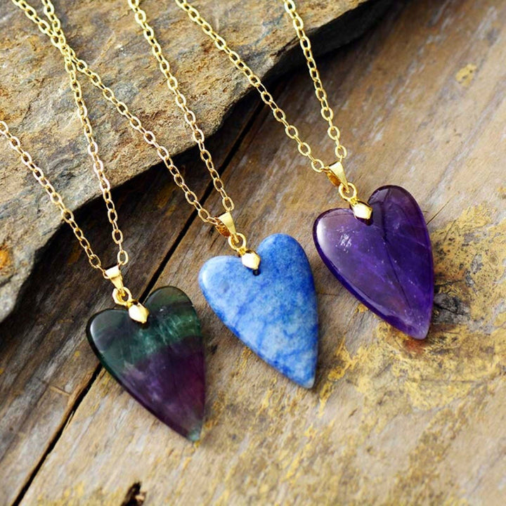 Collier pendentif en forme de cœur en cristal de guérison Olivenorma