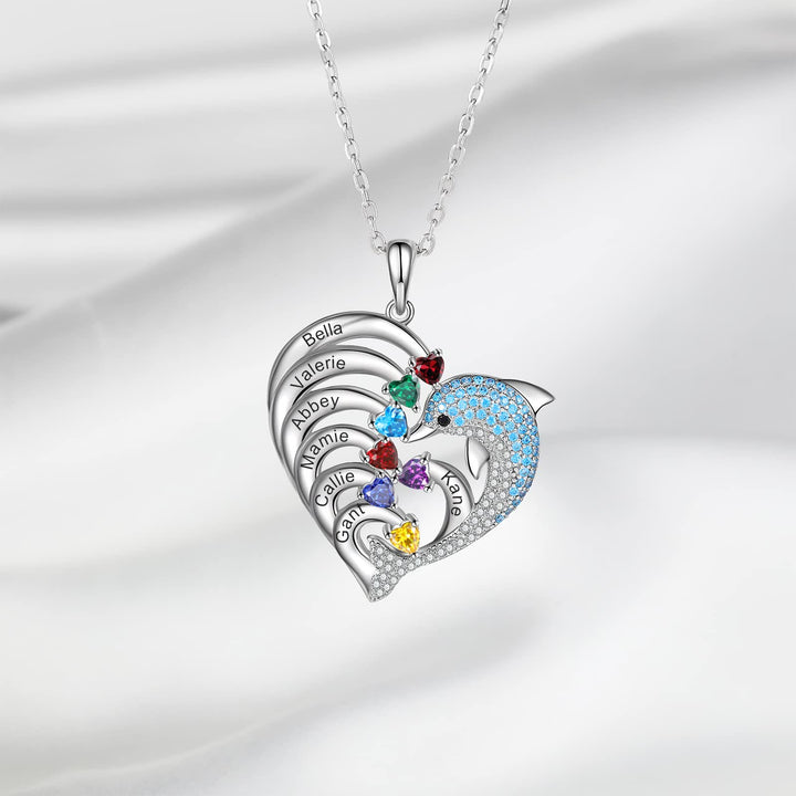 Collier avec pendentif en pierre gravée en forme de cœur et de dauphin Olivenorma - image 11