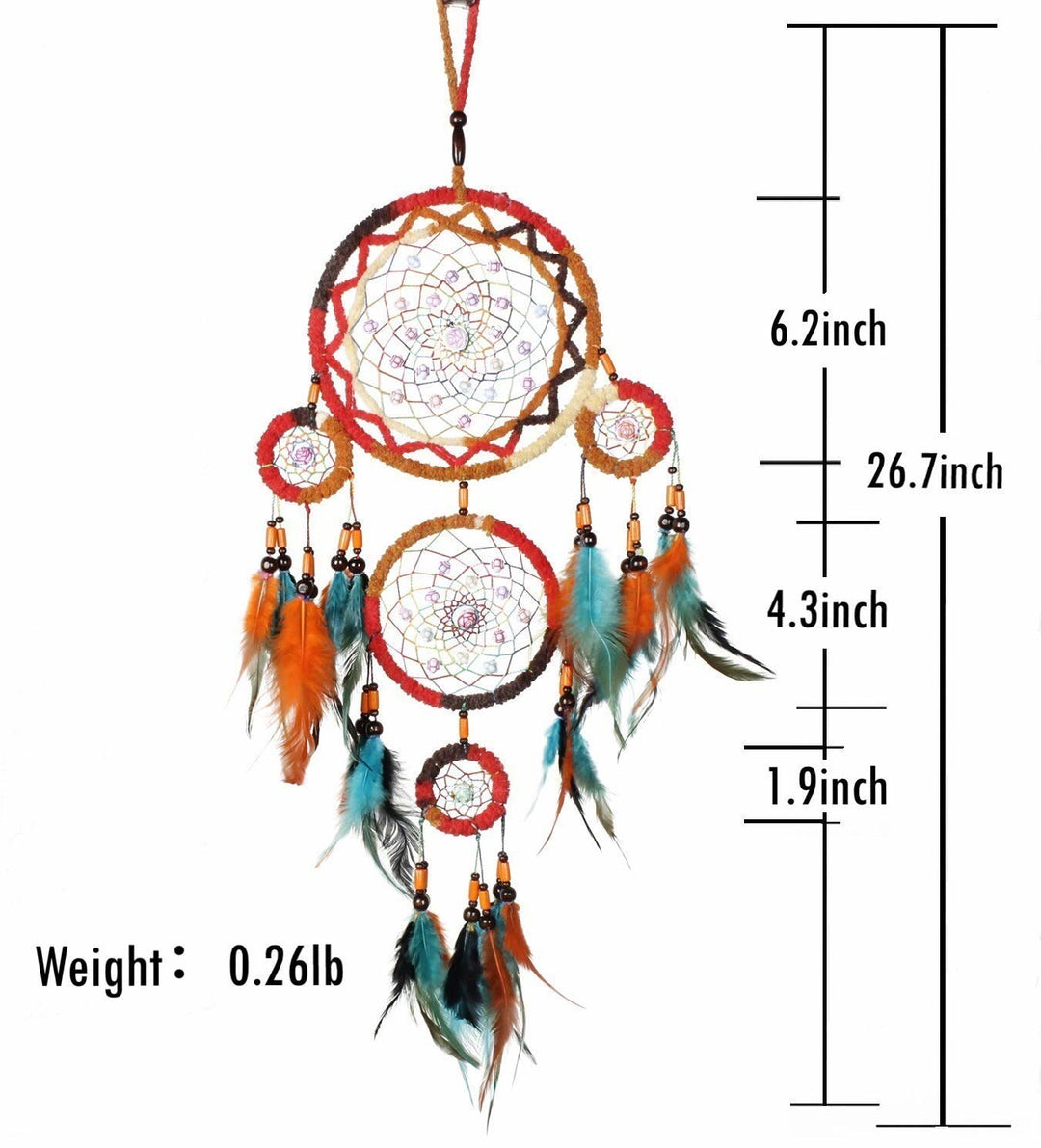 Attrape-rêves en plumes et perles en bois faites à la main Olivenorma