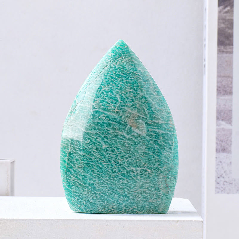 Ornements en cristal naturel en forme de flamme Olivenorma Décoration en pierres précieuses - Amazonite - Environ 150-200 g - image 12