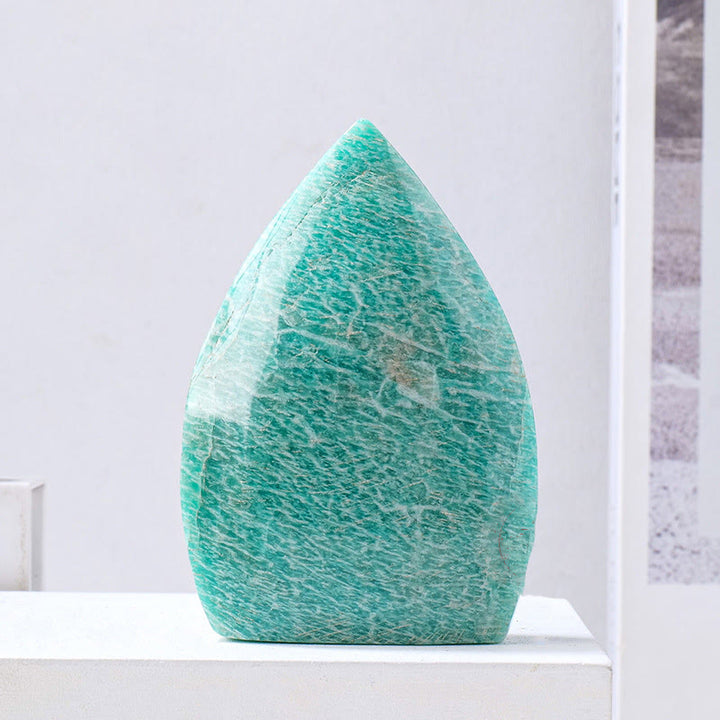 Ornements en cristal naturel en forme de flamme Olivenorma Décoration en pierres précieuses - Amazonite - Environ 150-200 g - image 12