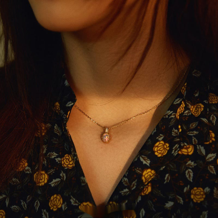 Collier avec anneau en or jaune opale Olivenorma 