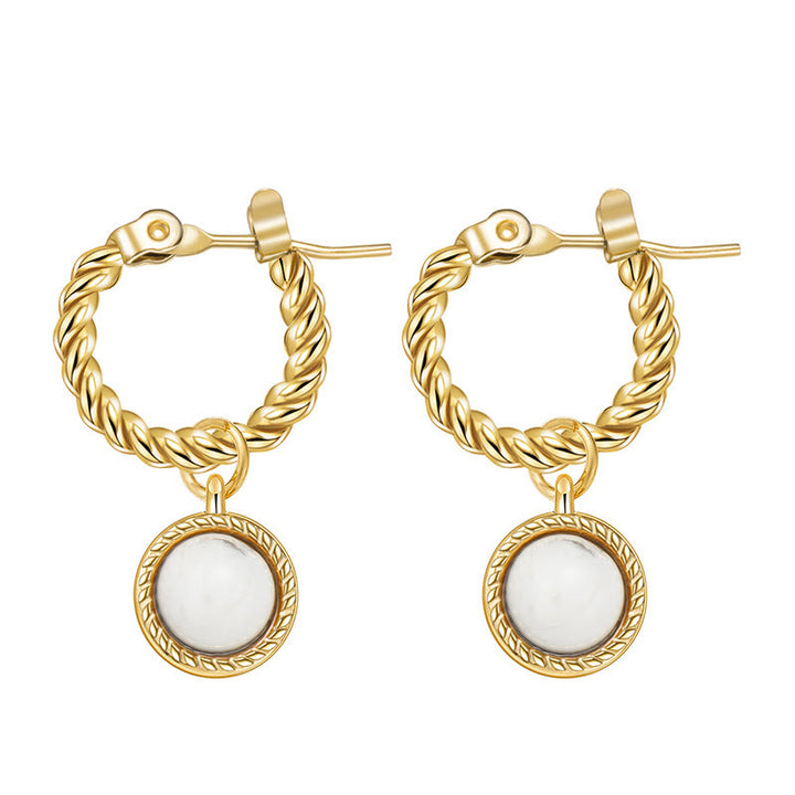 Boucles d'oreilles pendantes en turquoise blanche naturelle Olivenorma Soleil Lune Étoile