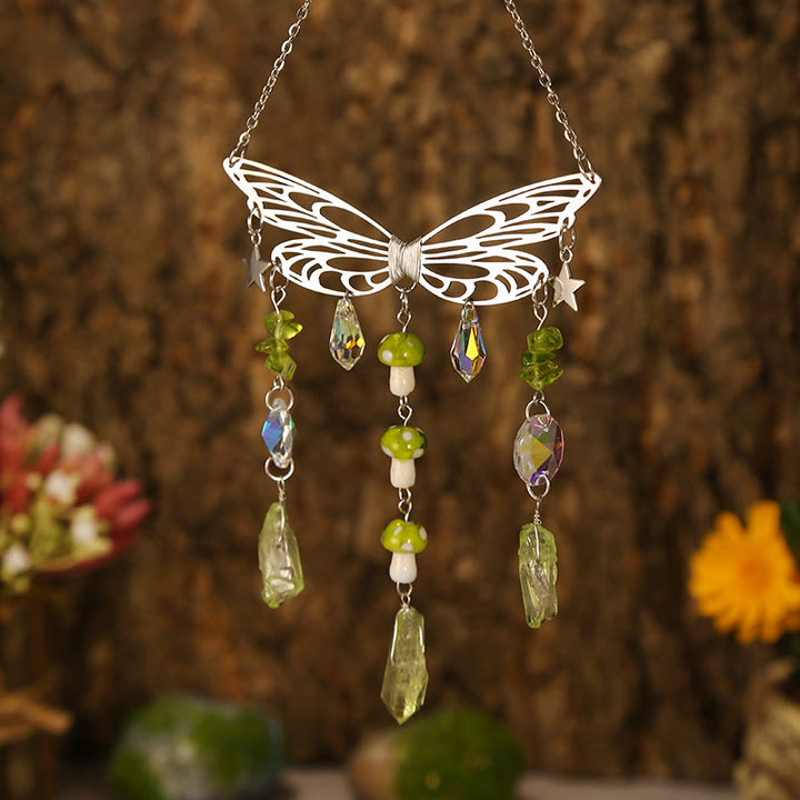 Carillon éolien attrape-soleil en forme d'ailes de papillon en cristal Olivenorma 