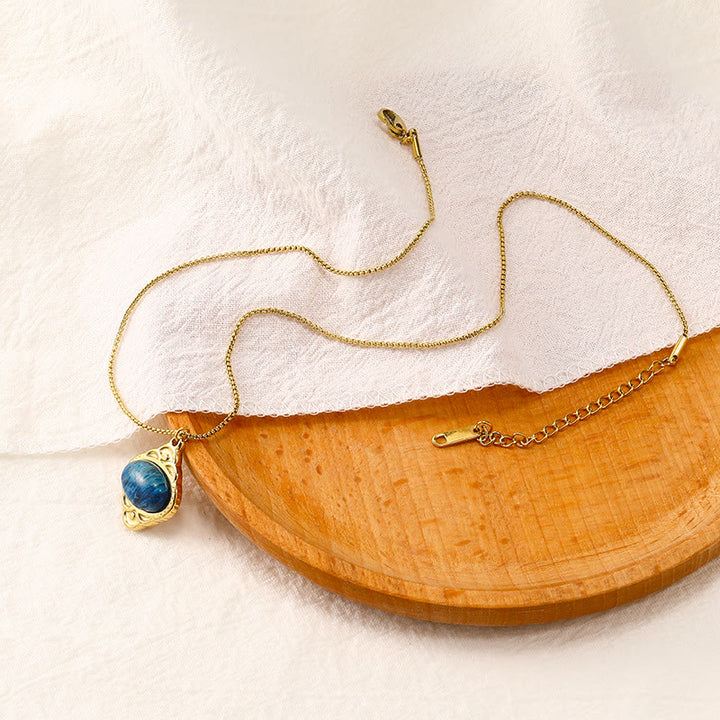 Collier pendentif incrusté de dentelle rétro en pierre naturelle Olivenorma Palace