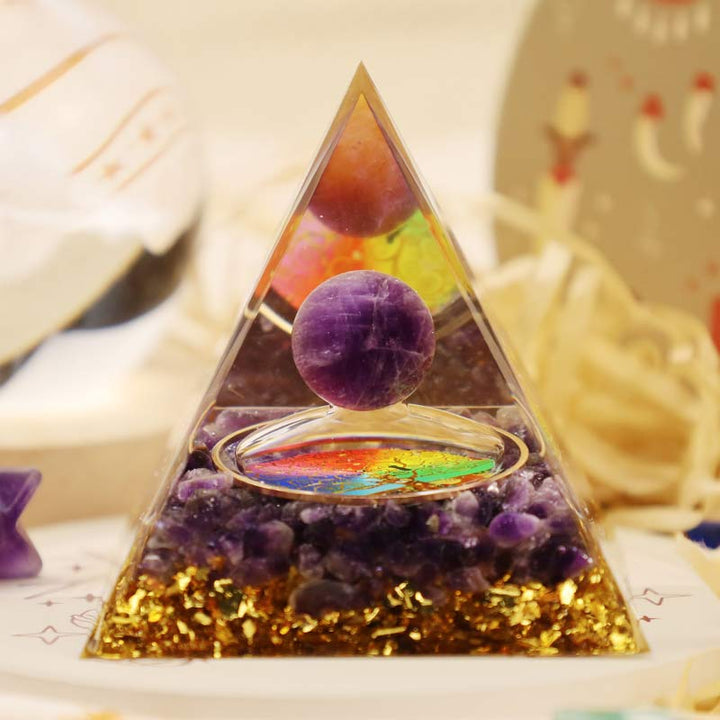 Pyramide d'orgone de l'arbre de vie en améthyste Olivenorma