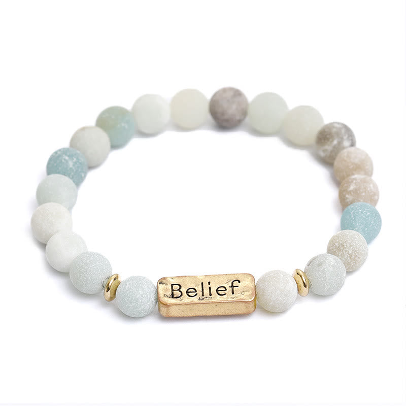 Bracelet gravé avec croyance en pierres précieuses naturelles Olivenorma