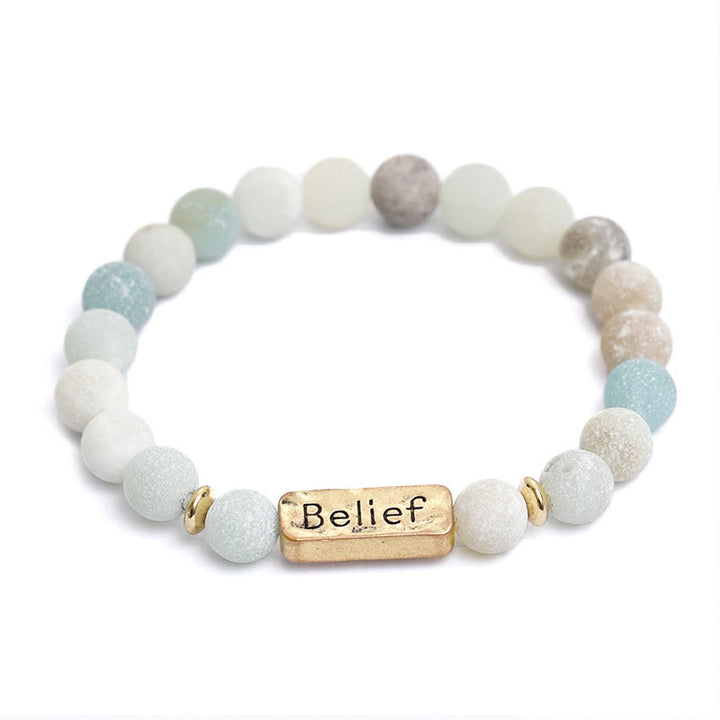 Bracelet gravé avec croyance en pierres précieuses naturelles Olivenorma