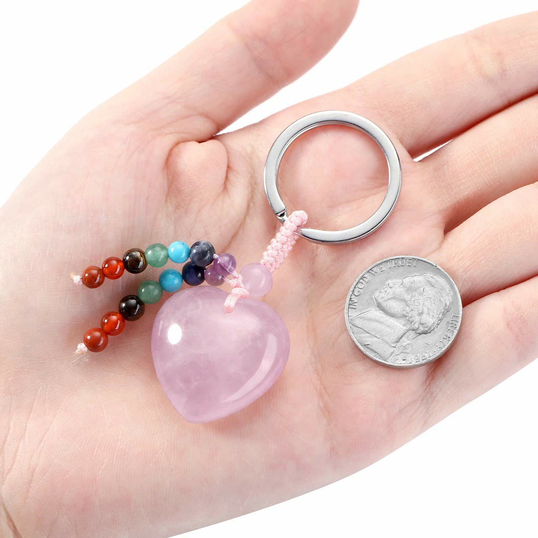 Porte-clés en forme de cœur en cristal naturel Olivenorma