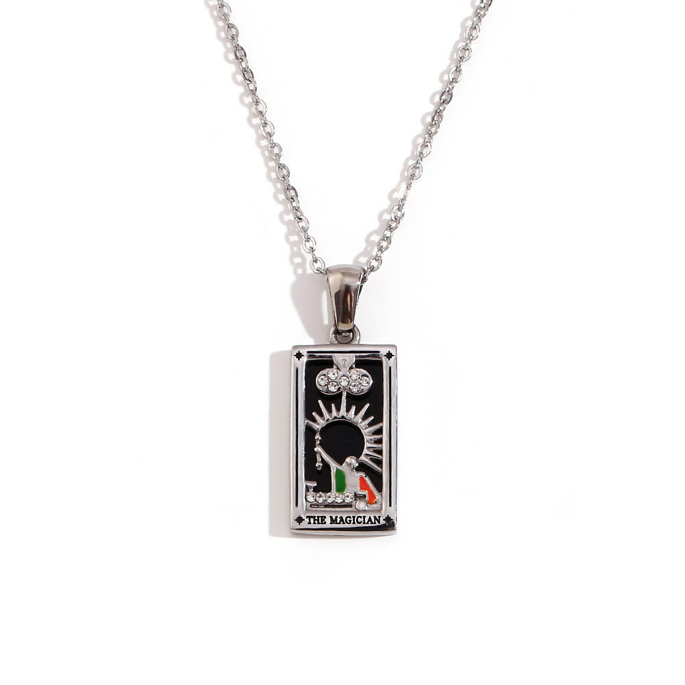 Collier de cartes de tarot en acier inoxydable plaqué or 18 carats Olivenorma 