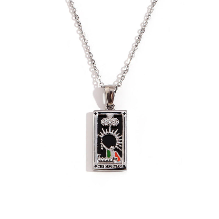 Collier de cartes de tarot en acier inoxydable plaqué or 18 carats Olivenorma 
