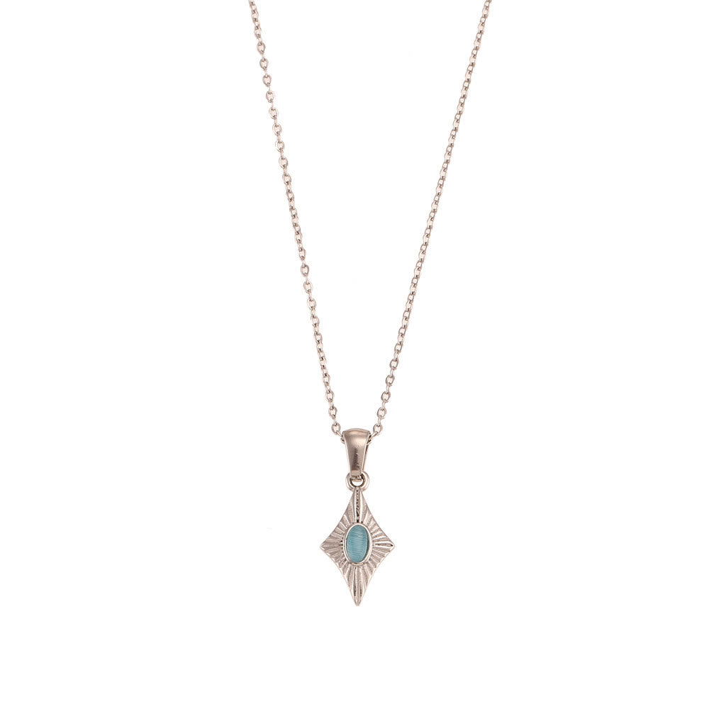 Collier pendentif en acier inoxydable avec œil de chat Olivenorma