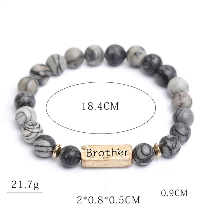 Bracelet gravé avec pierres précieuses naturelles Olivenorma Brother