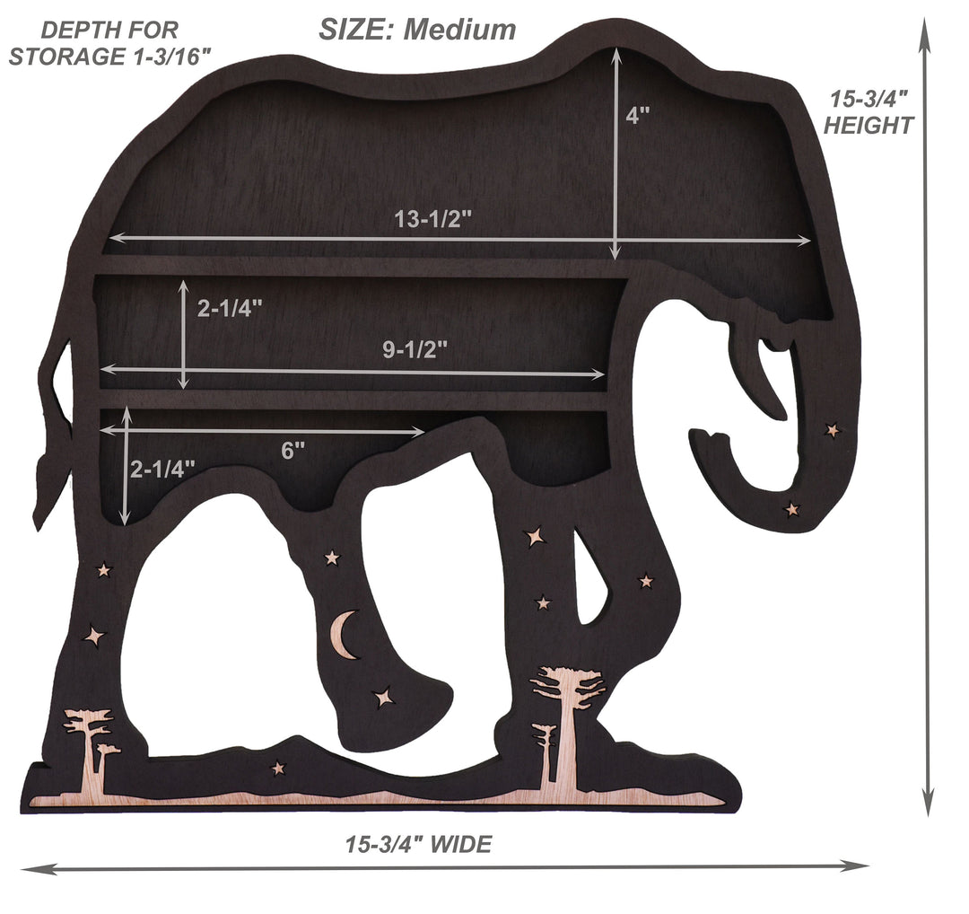 Étagère de présentation en cristal noir éléphant Olivenorma