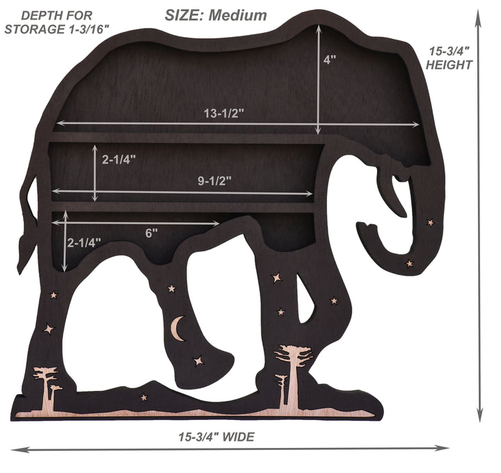 Étagère de présentation en cristal noir éléphant Olivenorma