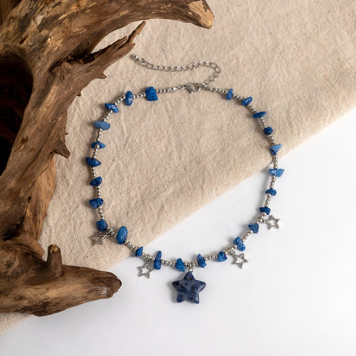 Collier ras du cou à pampilles en cristal et étoile de Bohême Olivenorma