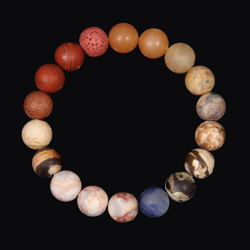 Bracelet planète en perles naturelles givrées de 10 mm Olivenorma 