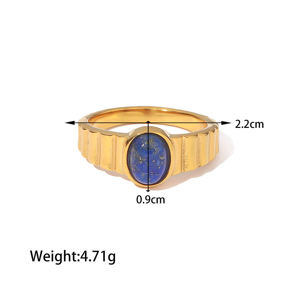 Ensemble de bagues vintage en acier titane et lapis-lazuli Olivenorma Court 