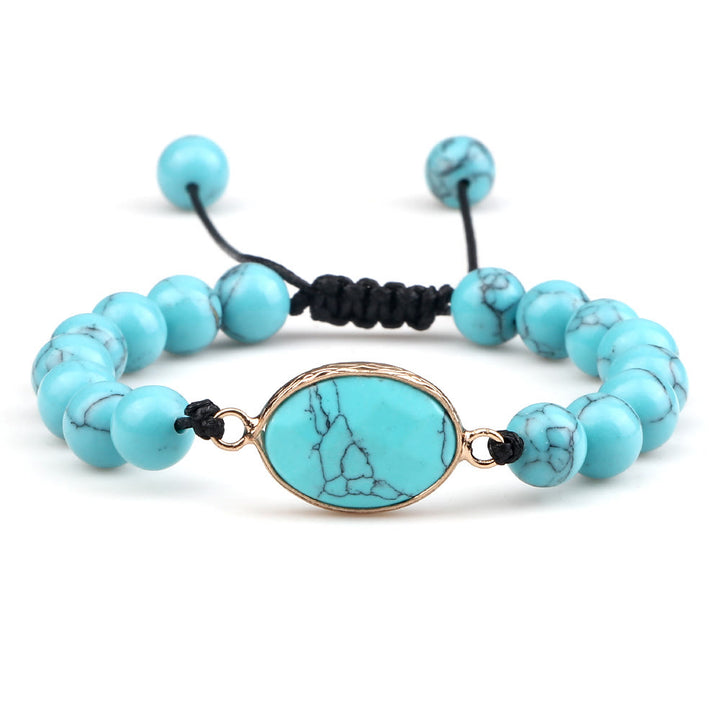 Bracelet en perles d'opalite avec pierre œil de chat Olivenorma