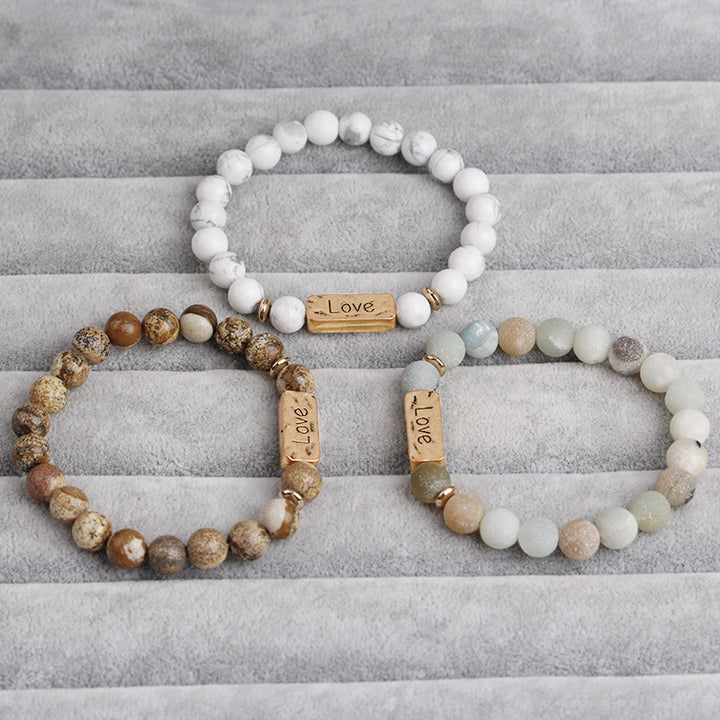 Bracelet de gravure puissant avec pierres précieuses naturelles Love Olivenorma 