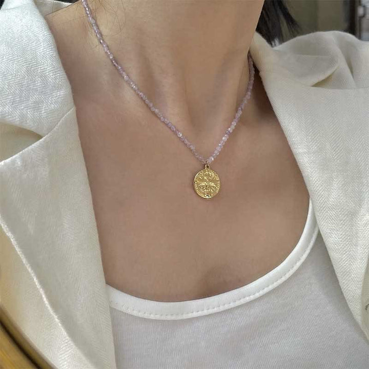Collier avec pendentif en métal et cristal naturel Olivenorma