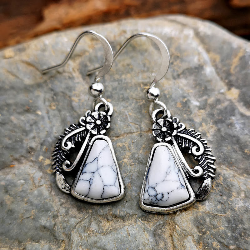 Boucles d'oreilles en plumes sculptées turquoise blanche Olivenorma - Turquoise blanche - image 1