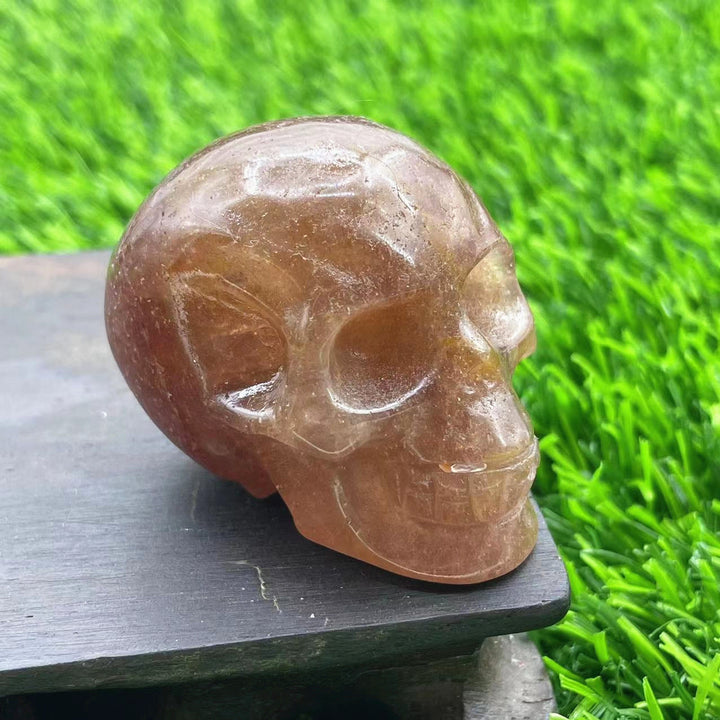 Décoration en pierre précieuse de crâne en cristal naturel sculpté Olivenorma de 5 cm 