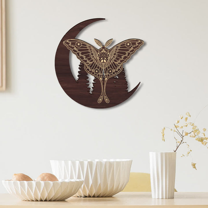 Décoration murale en bois de papillon croissant de lune Olivenorma