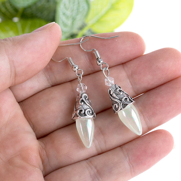 Boucles d'oreilles pendantes en argent pur avec pierre de lune de style royal Olivenorma