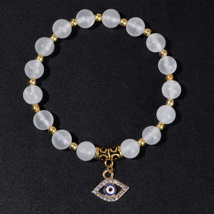 Bracelet pendentif mauvais œil en perles de pierre naturelle Olivenorma