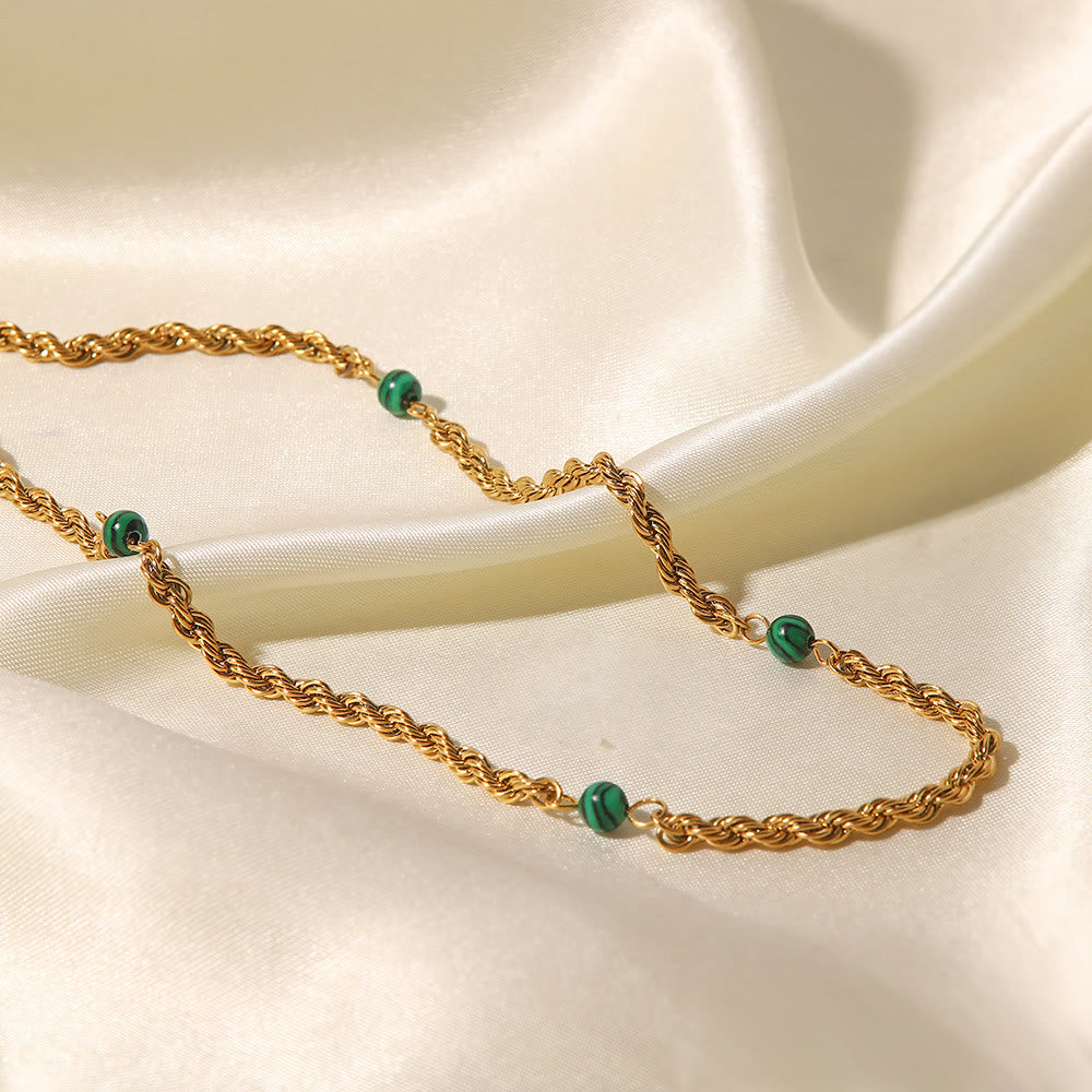 Collier torsadé de clavicule en perles de malachite naturelle Olivenorma