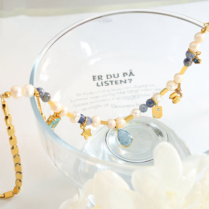 Collier avec pendentif étoile en perles d'aigue-marine Olivenorma 