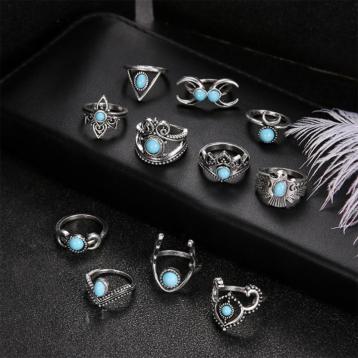 Ensemble de bagues turquoise