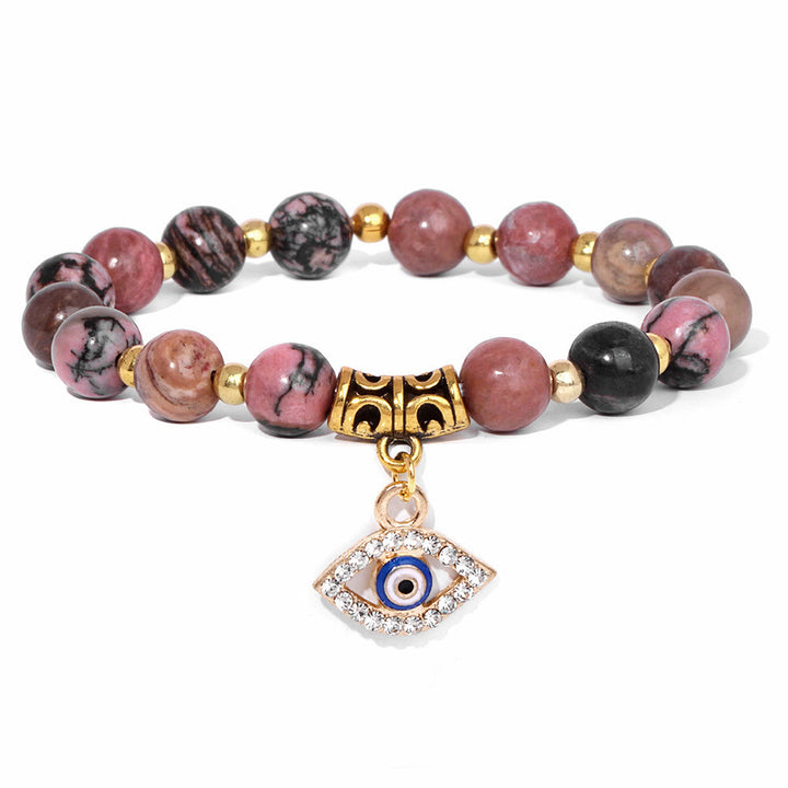 Bracelet pendentif mauvais œil en perles de pierre naturelle Olivenorma