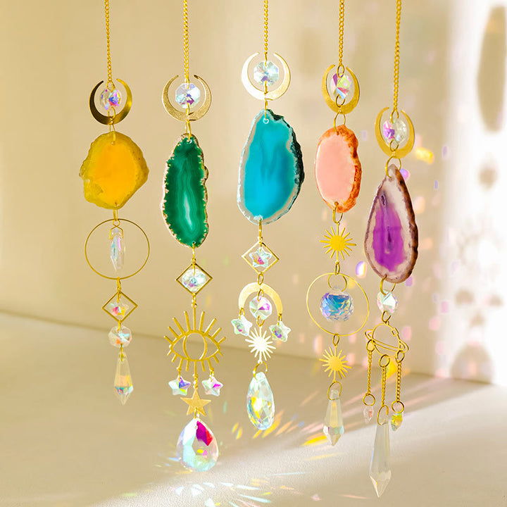 Carillon éolien attrape-soleil en cristal d'agate naturelle Olivenorma