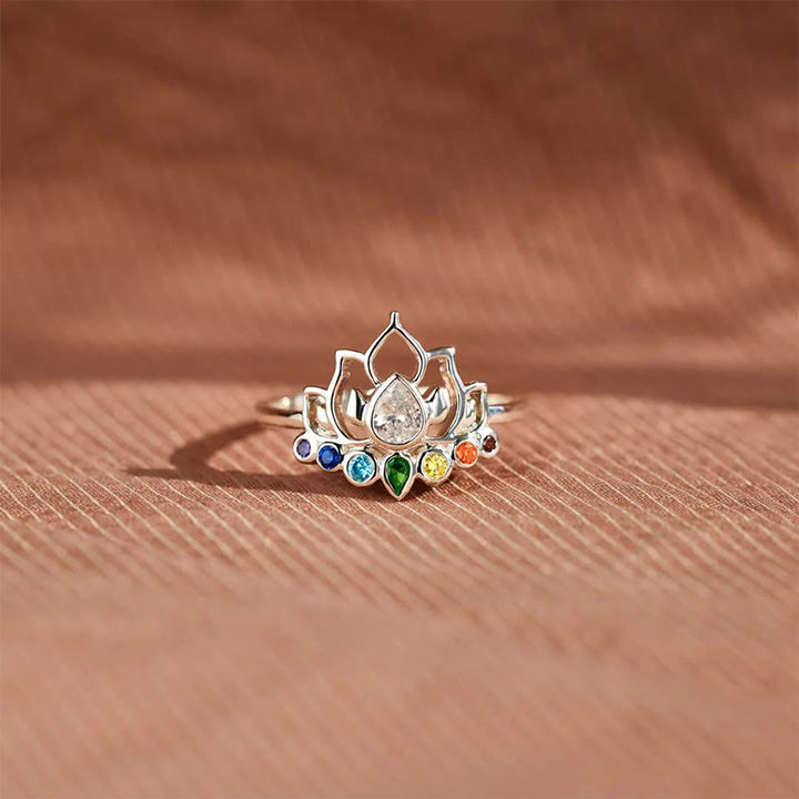 Bague de yoga arc-en-ciel avec lotus Olivenorma et 7 chakras