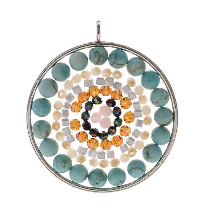Collier avec pendentif rond en cristal et fleur de datura Olivenorma